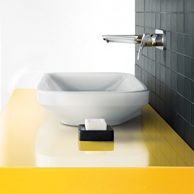Baterie pentru lavoar Hansgrohe, Logis, cu montaj pe perete, parte vizibila, crom